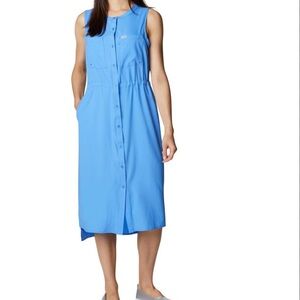 Columbia size L woman Blue Sleeveless Buttoned Sundress
